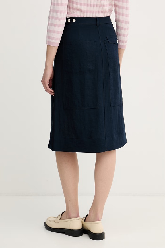 Ρούχα Tommy Hilfiger φούστα με βισκόζη WW0WW49673 σκούρο μπλε