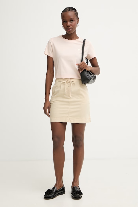BOSS Orange fustă din bumbac C Varachute-D 50540369 bej SS26
