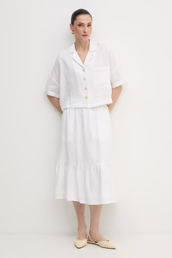 Λινή φούστα Dkny P5JBCD87 λευκό SS26