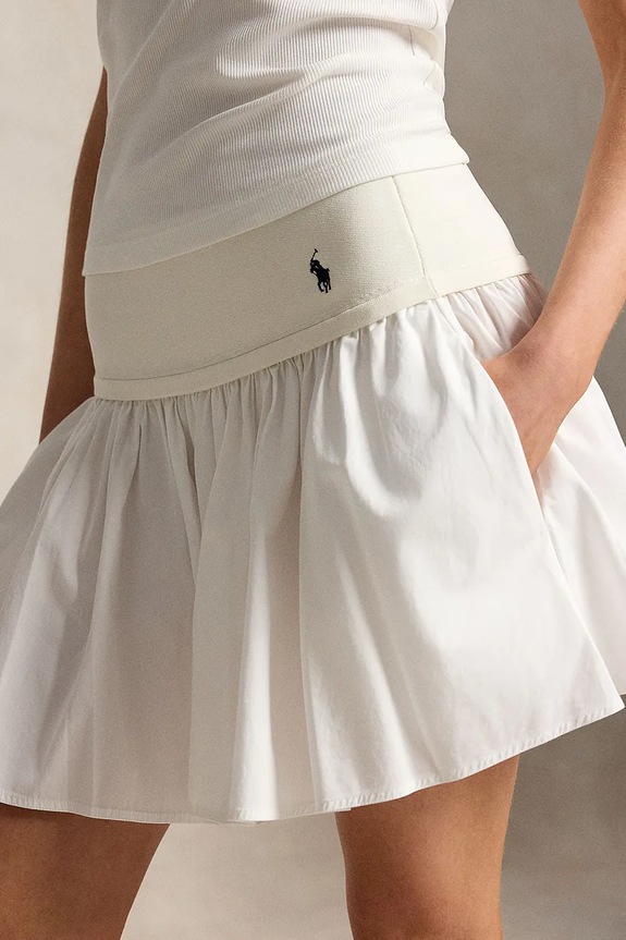 Polo Ralph Lauren fustă din bumbac POPLIN-WVN-SKIRT alb 211A12965002