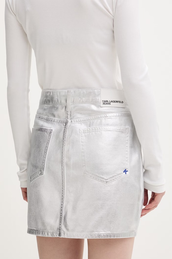 Oblečení Karl Lagerfeld Jeans sukně bavlněná B2W12024 stříbrná