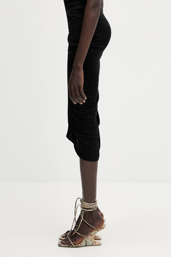 Rick Owens Lilies asimetrično krilo viskozno LI01F7320.JVS črna SS26