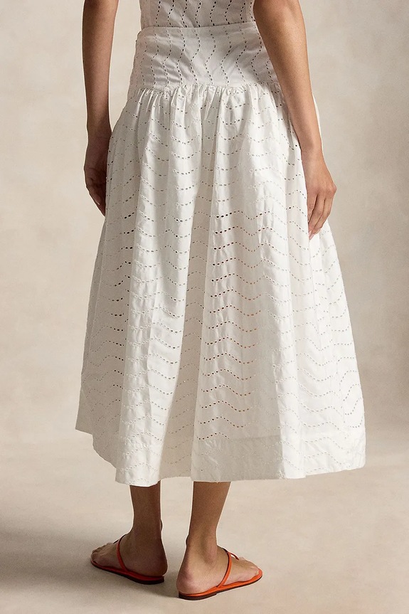 Polo Ralph Lauren sukňa bavlnená 211A12942 biela SS26