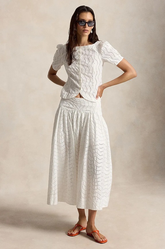 Oblečenie Polo Ralph Lauren sukňa bavlnená 211A12942 biela