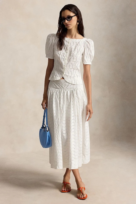 Polo Ralph Lauren sukňa bavlnená 211A12942 biela