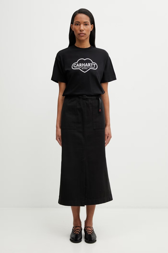 Gramicci LONG BAKER SKIRT with slit, cotton G3SW.SK069. black
