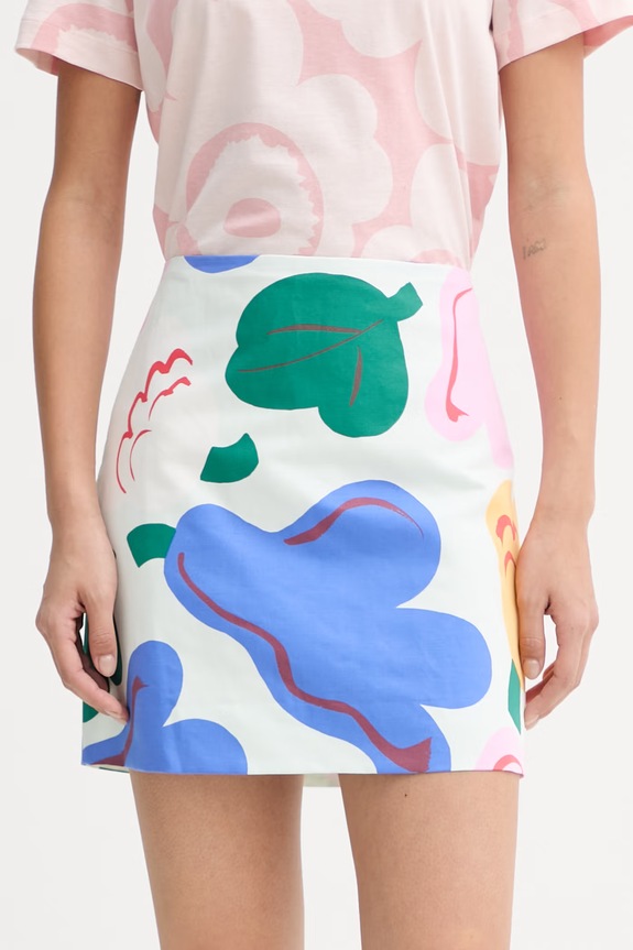 Marimekko gonna a trapezio con misto lino multicolore 095442