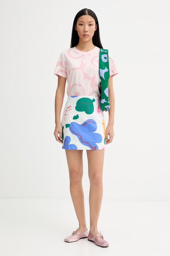 Marimekko gonna a trapezio con misto lino 095442 multicolore SS26