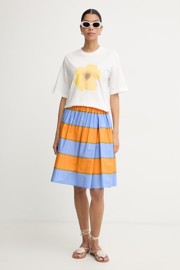 Marimekko fustă de bumbac 095622 portocaliu SS26