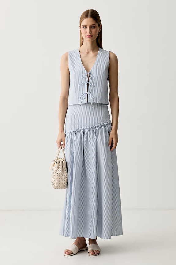 United Colors of Benetton Κλος φούστα με βαμβάκι 4WAQD005Z μπλε SS26