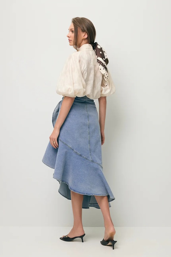 BIZUU fustă asimetrică din denim NIIA NIIA.NIEBIESKI albastru SS26