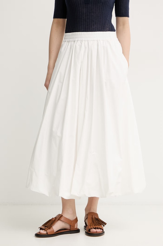 Weekend Max Mara φούστα balloon βαμβακερή λευκό 2615101013600