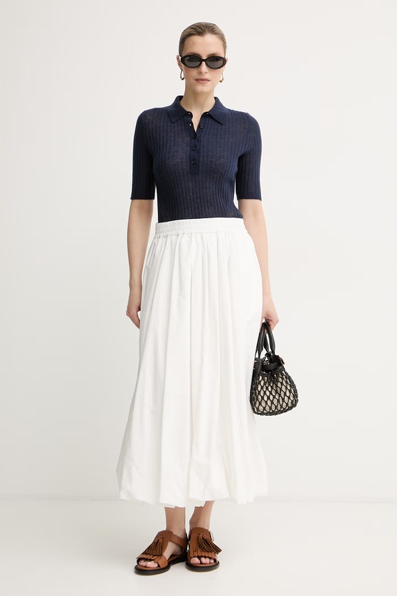 Weekend Max Mara φούστα balloon βαμβακερή 2615101013600 λευκό SS26