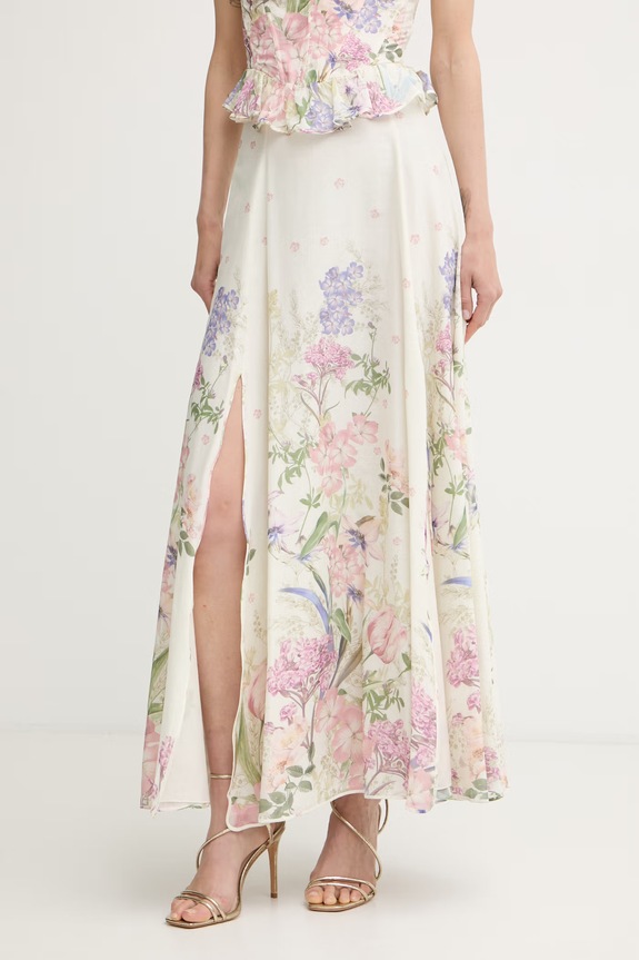 Charo Ruiz Ibiza φούστα με σκίσιμο με βαμβάκι Ventine μπεζ 266402.