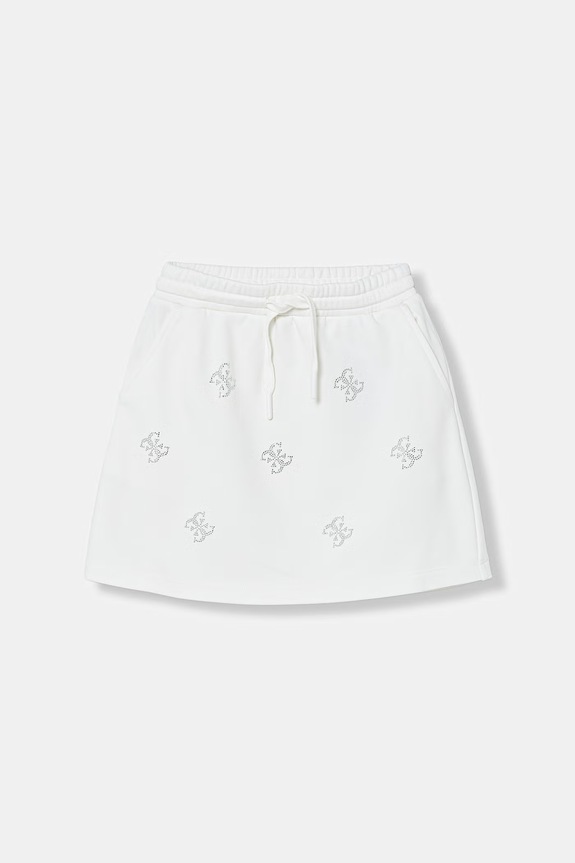 Guess fustă cu bumbac alb J6GD37.KF712.PPY2.M
