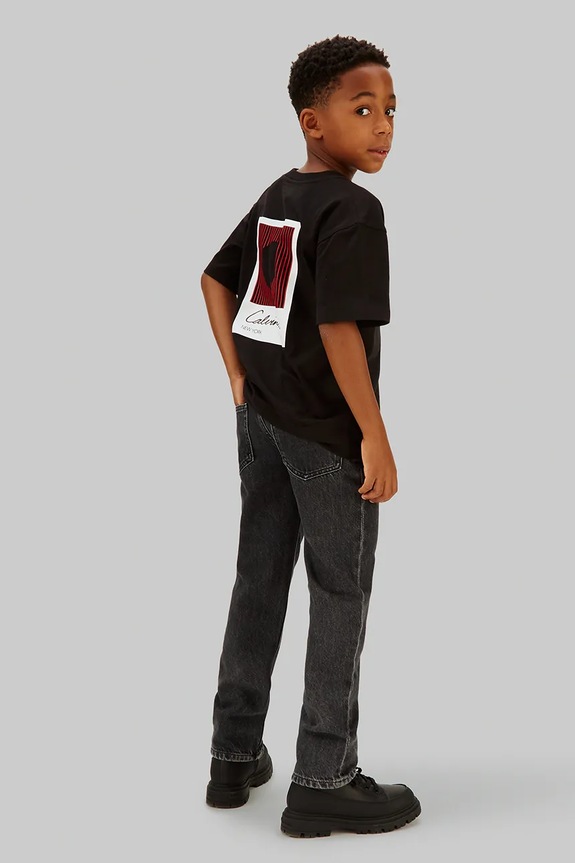 Παιδικά τζιν Calvin Klein Jeans STRAIGHT μαύρο IB0IB02602.128.176.PPY2