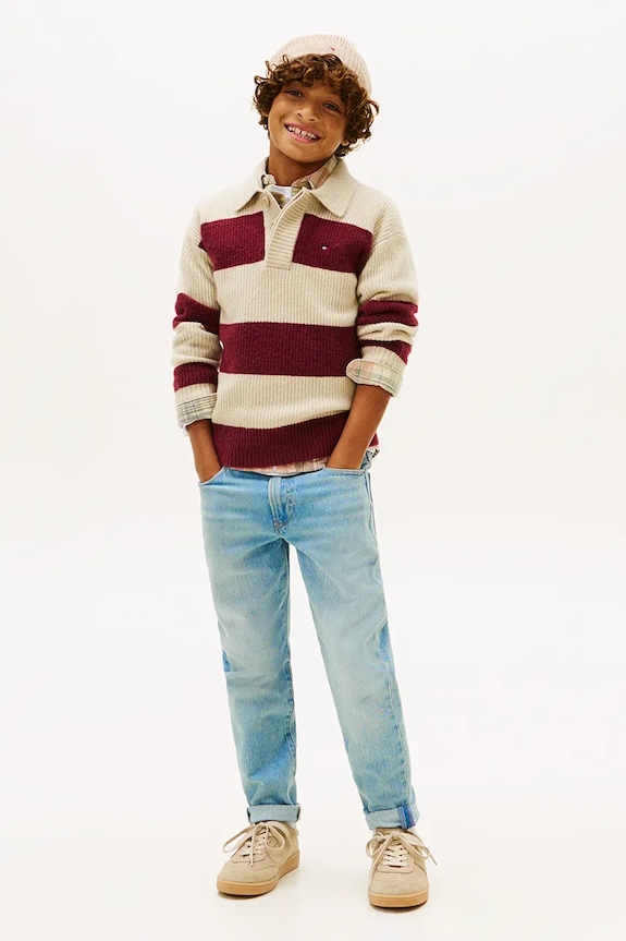 Băieți Tommy Hilfiger jeans copii STRAIGHT KB0KB10035.104.122.PPY2 albastru