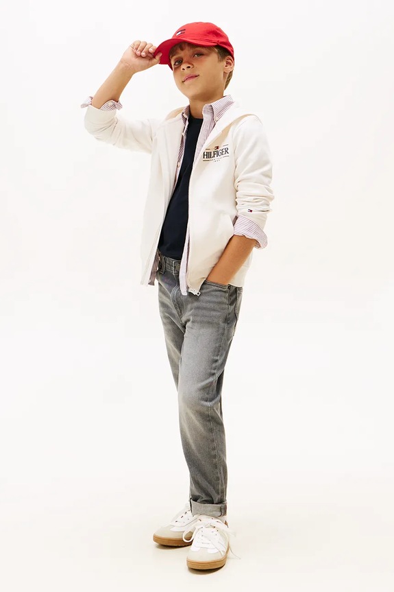 Chłopiec Tommy Hilfiger jeansy dziecięce STRAIGHT KB0KB10038.128.176.PPY2 szary