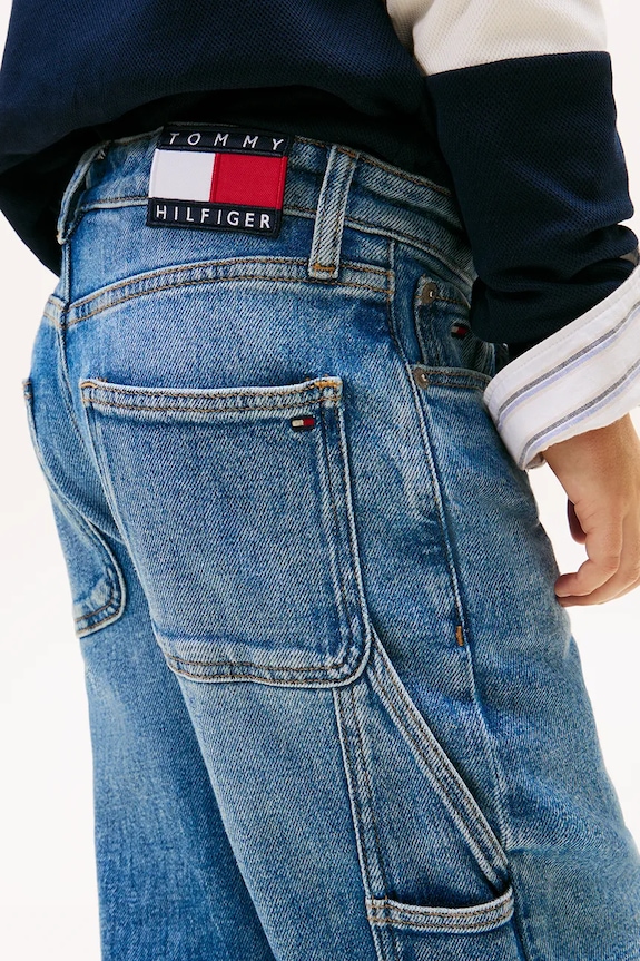 Dječje traperice Tommy Hilfiger HERITAGE FLAG BAGGY KB0KB10343.104.122.PPY2 plava