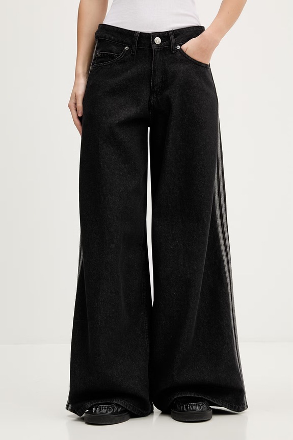 adidas Originals blugi wide leg de damă Firebird negru KD2905