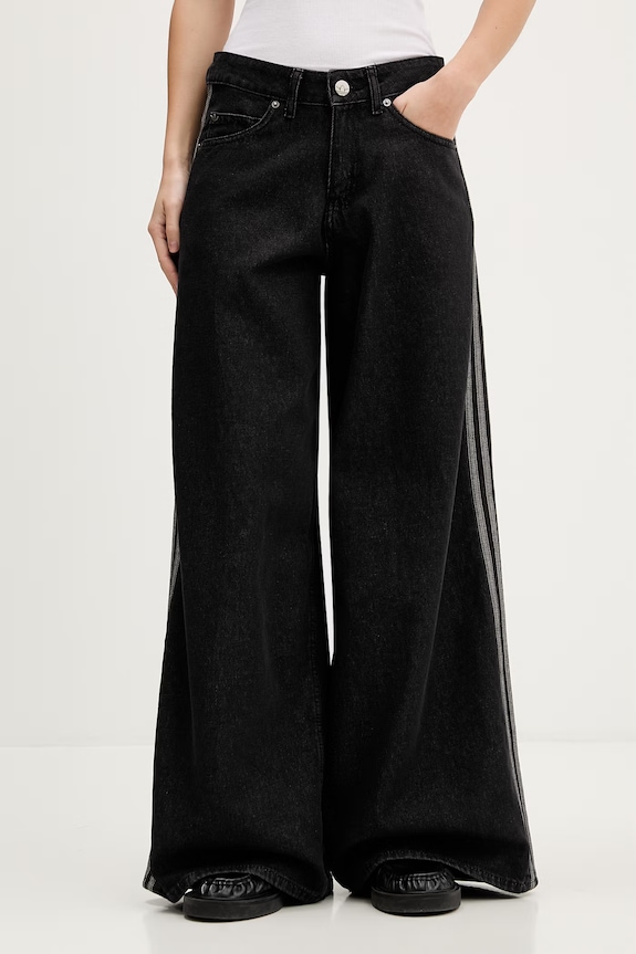 adidas Originals blugi wide leg de damă Firebird negru KD2905