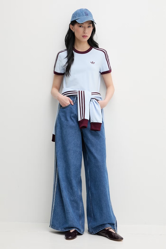 adidas Originals Firebird wide leg džíny dámské KD2906 modrá SS26