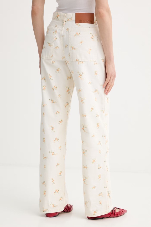 Odzież MSGM jeansy relaxed fit damskie 4041MDP232L.267277 beżowy