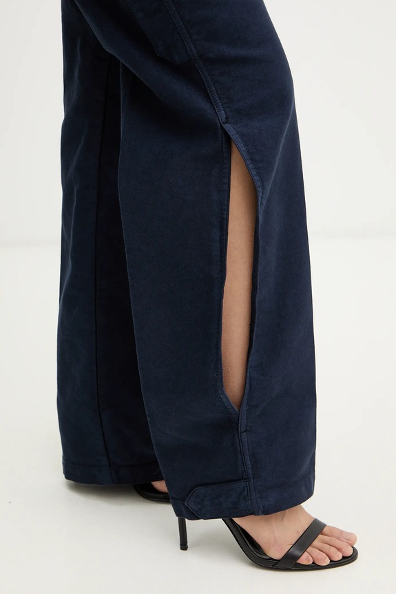 Victoria Beckham pantaloni de bumbac bleumarin 1126DJE006997A