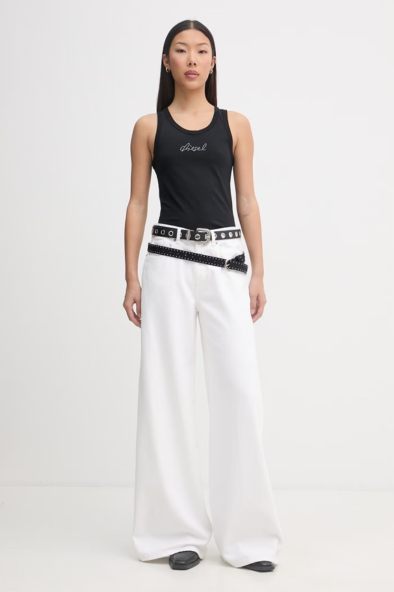 Diesel jeansy wide leg damskie 1979 D-AKEMI L.32 A03624.09N92 biały SS26