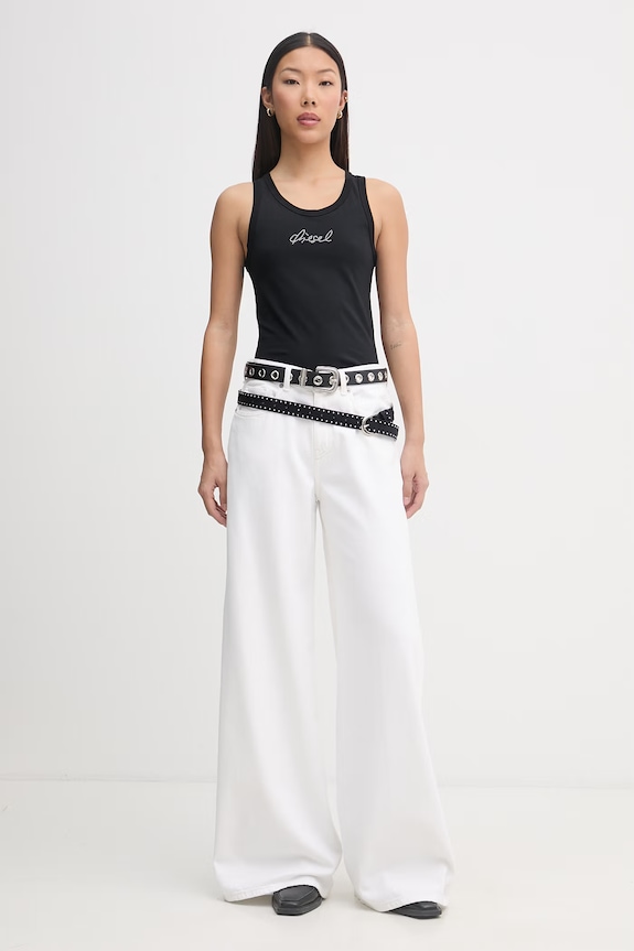Diesel jeansy wide leg damskie 1979 D-AKEMI L.32 A03624.09N92 biały SS26