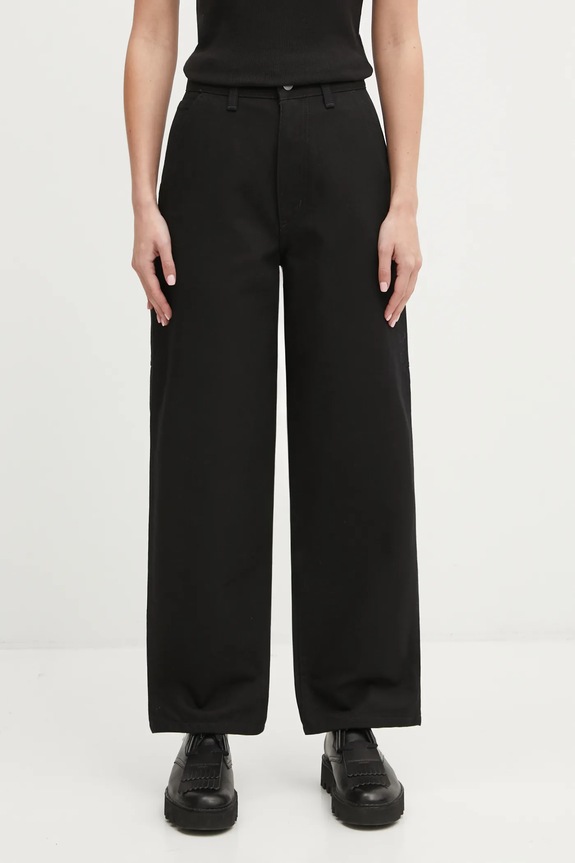 Хлопковые брюки Carhartt WIP W Brandon Single Knee Pant гладкий чёрный I036322.8901