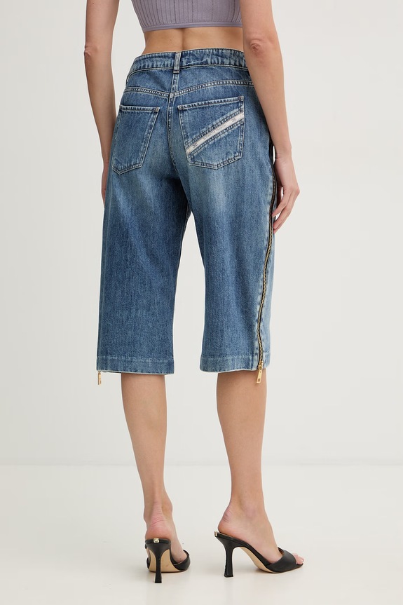 Odzież Elisabetta Franchi bermudy damskie jeansowe PJ18I61E2 niebieski