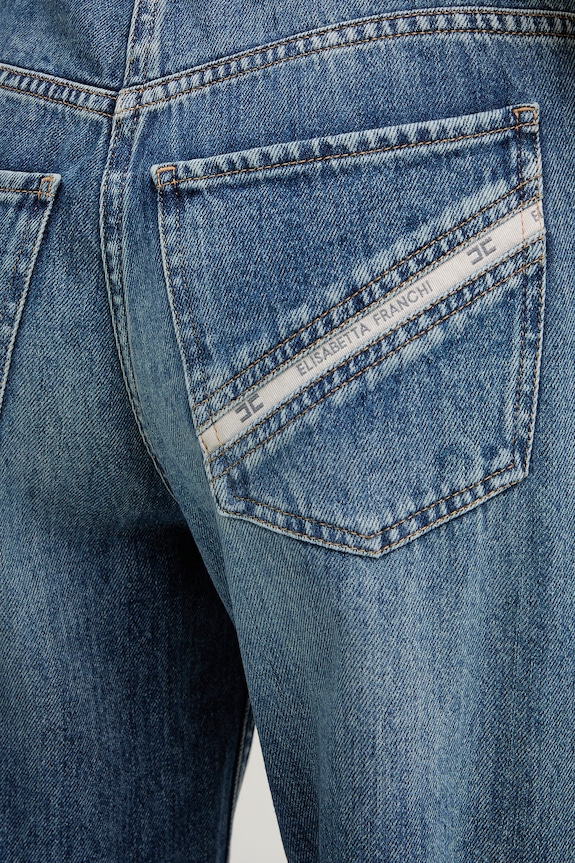 Elisabetta Franchi bermudy damskie jeansowe niebieski PJ18I61E2