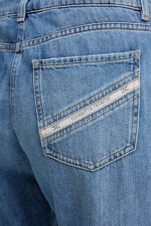Elisabetta Franchi jeansy straight damskie PJ21I61E2 niebieski