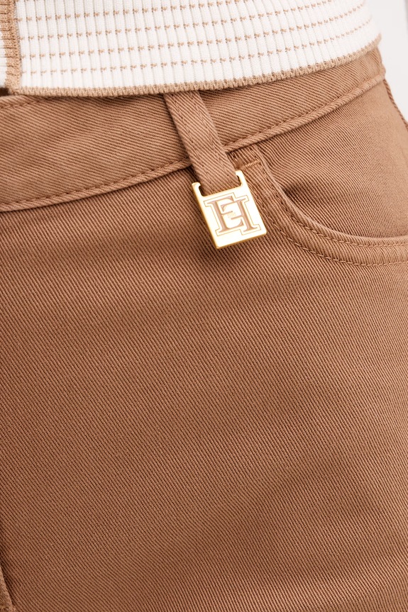 Elisabetta Franchi jeansy wide leg damskie brązowy PJ23N61E2