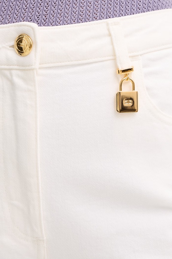 Elisabetta Franchi Jeansy flare damskie beżowy PJ29I61E2