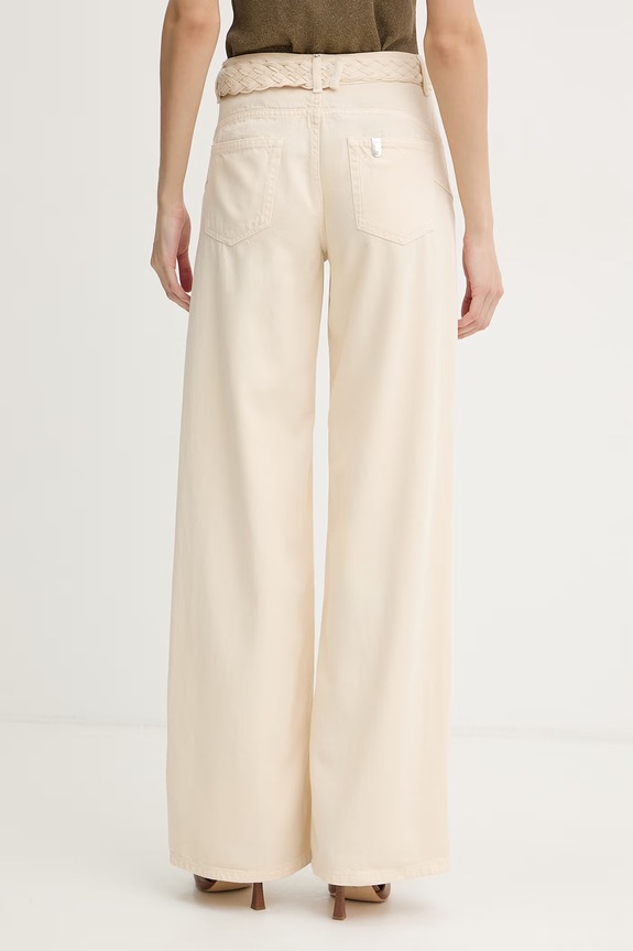 Oblečenie Liu Jo Nohavice wide leg dámske ľanové UA6084.T346A béžová