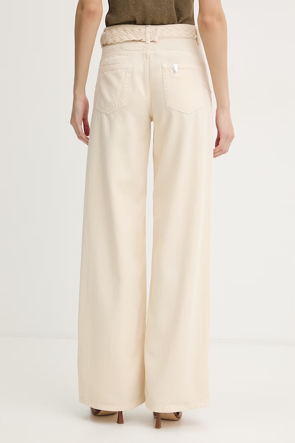 Oblečenie Liu Jo Nohavice wide leg dámske ľanové UA6084.T346A béžová