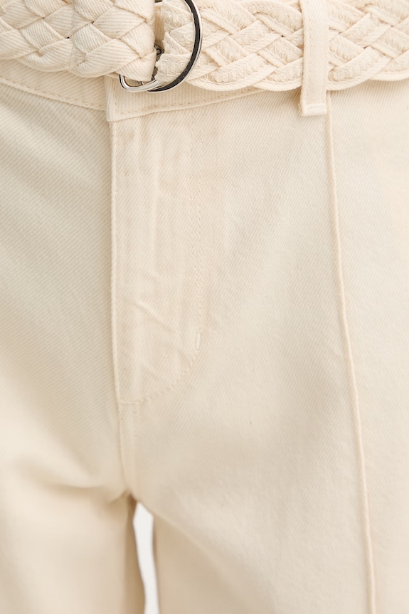 Liu Jo Nohavice wide leg dámske ľanové béžová UA6084.T346A