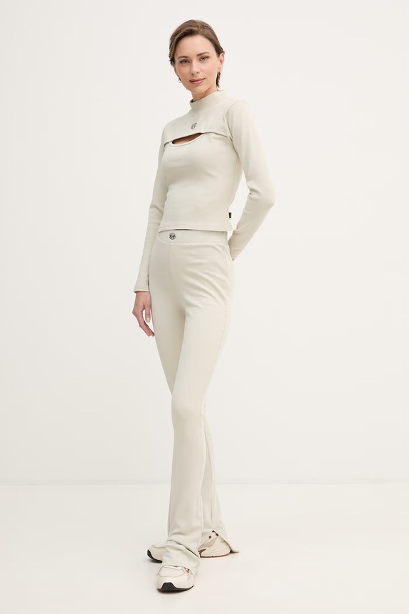 Alpha Industries leggings da donna in cotone con elastan World Flared Pant W 266020 beige SS26