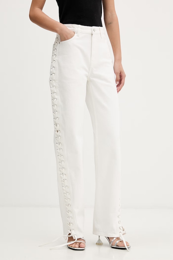 Rotate jeansy loose damskie beżowy 1155352121
