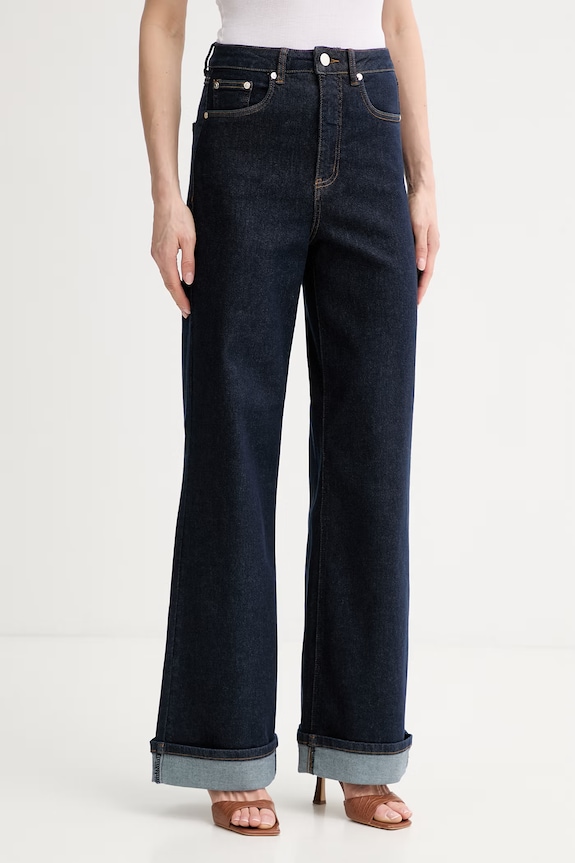 Gestuz jeansy wide leg damskie granatowy 10911301