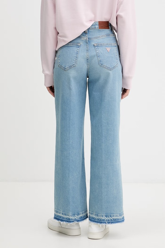 Odzież Guess Jeans jeansy wide leg damskie W5BA2Z.D5RA4 niebieski