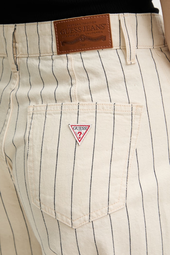 Guess Jeans pantaloni de femei din bumbac bej W6GA2U.D7961