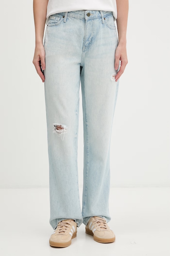 Guess Jeans blugi straight pentru femei albastru W6GA98.D6533