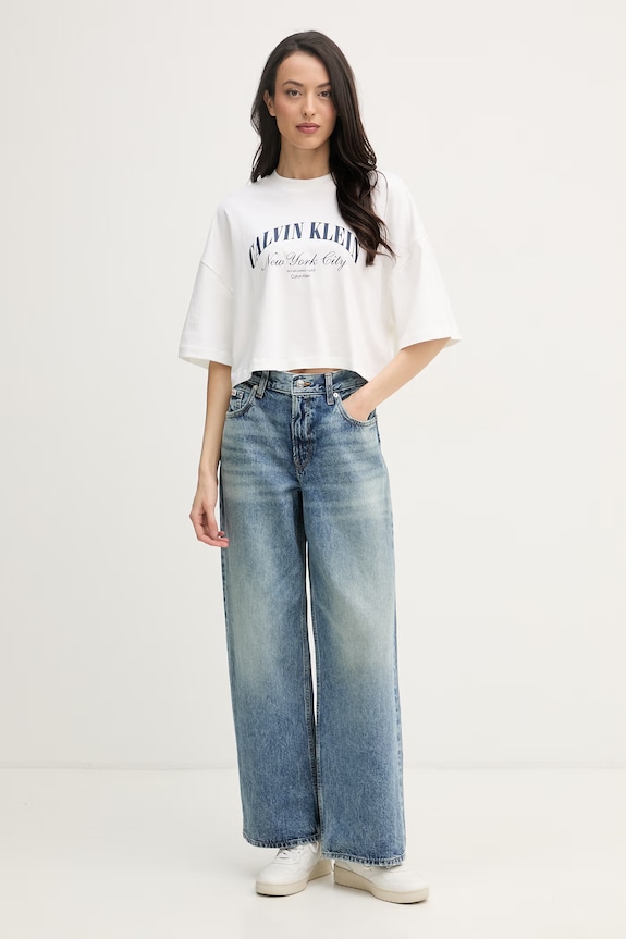 Calvin Klein Jeans rifle rovné dámske LV047F473G modrá SS26