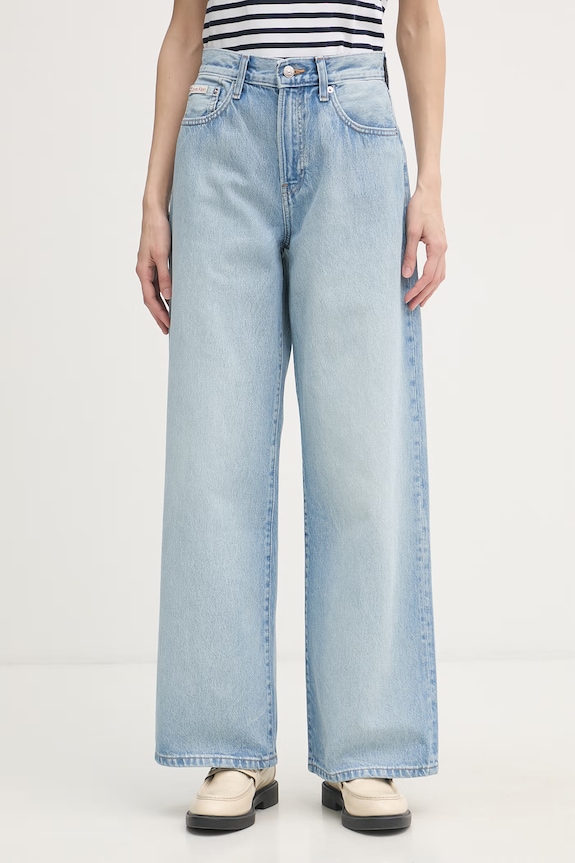 Calvin Klein Jeans дънки wide leg дамски син LV047F662G