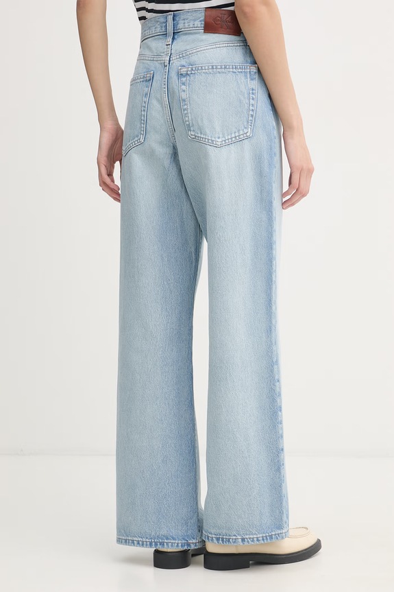 Дрехи Calvin Klein Jeans дънки wide leg дамски LV047F662G син