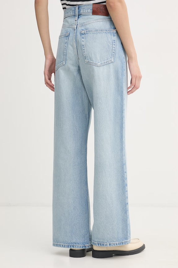 Дрехи Calvin Klein Jeans дънки wide leg дамски LV047F662G син