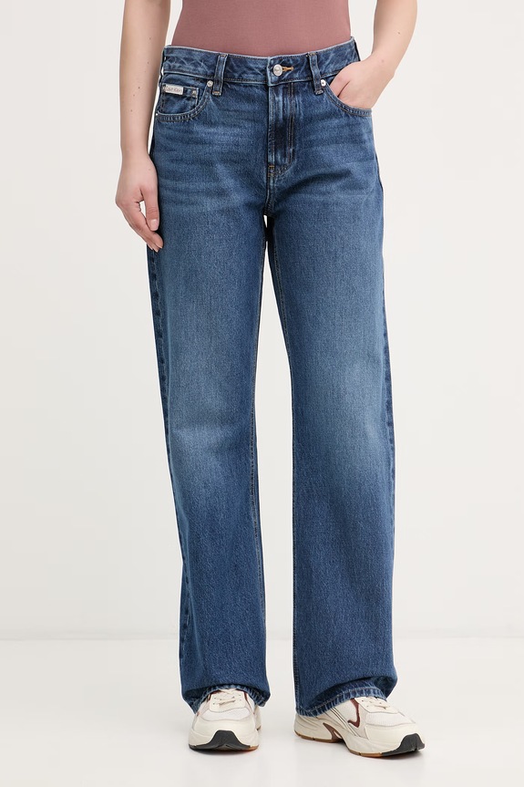Calvin Klein Jeans rifle straight dámske modrá LV047F682G